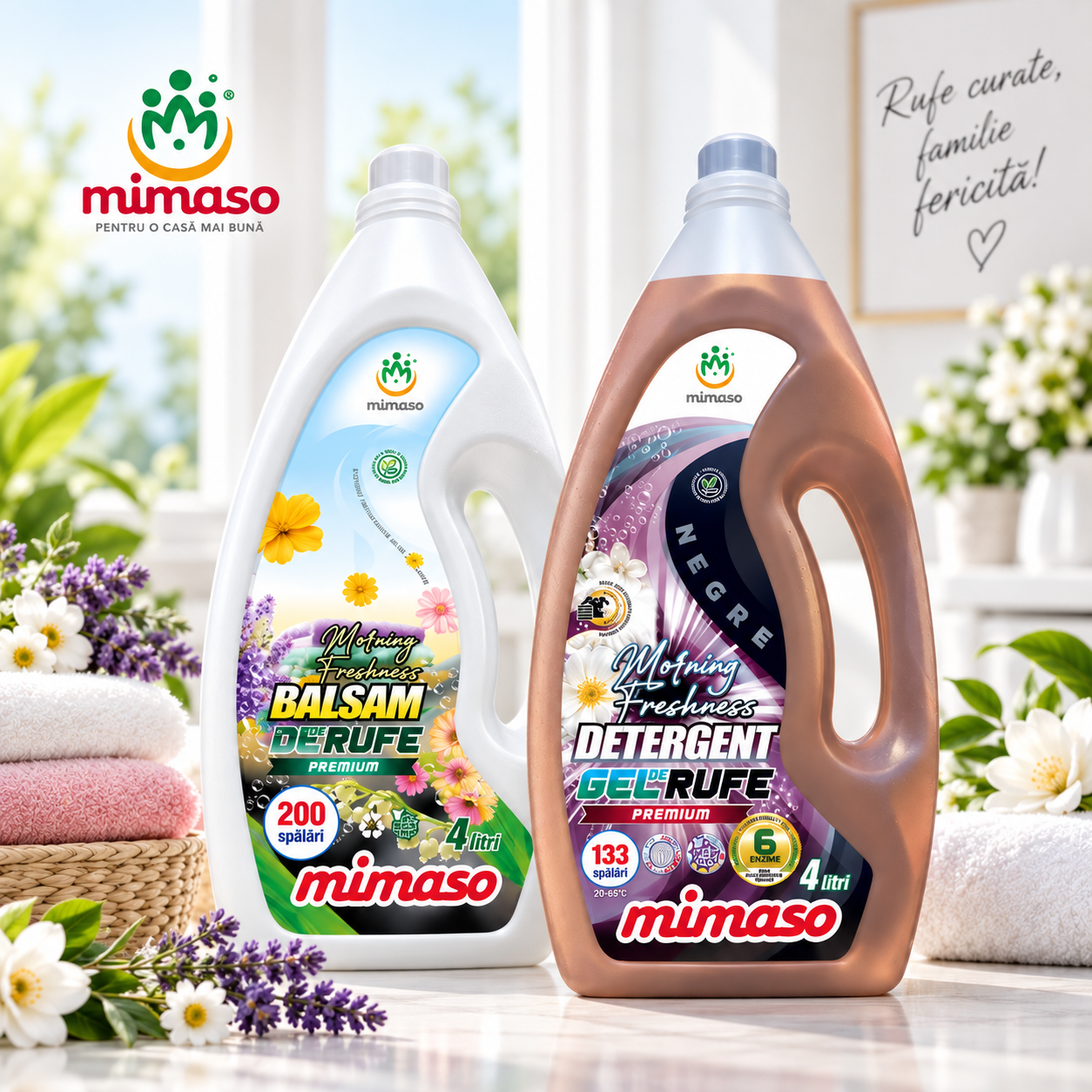 Detergent lichid rufe negre + balsam „Morning Freshness”